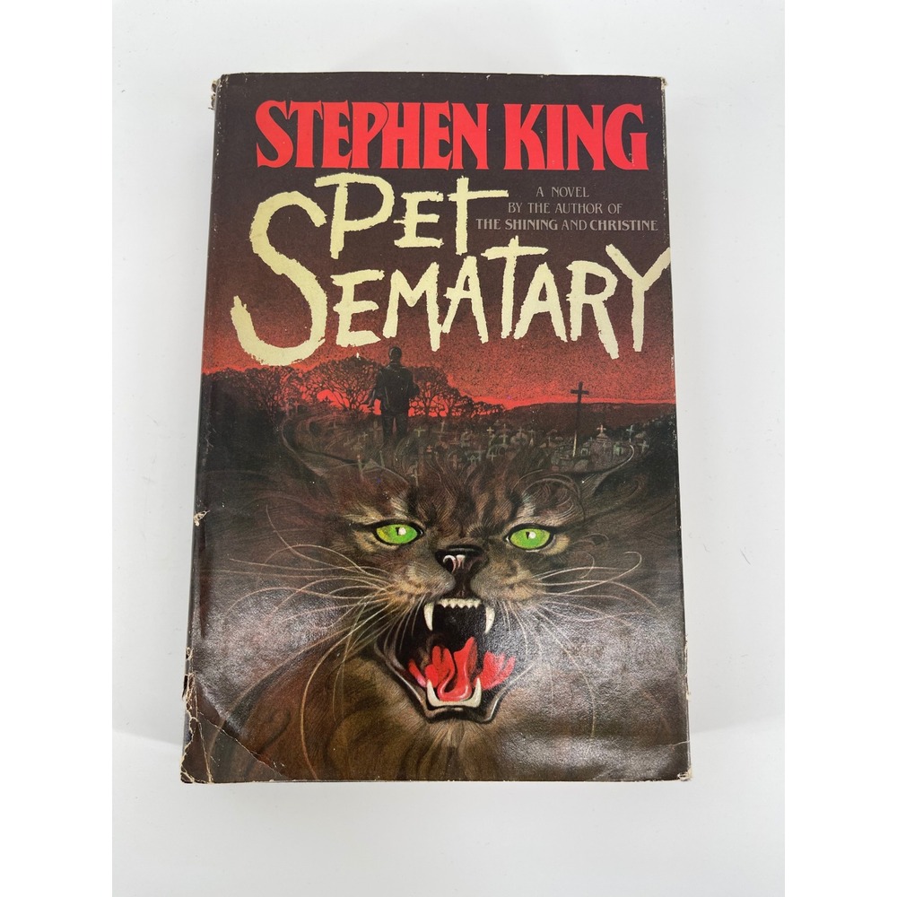 Stephen King Pet Sematary Hardcover Book 1983 First Edition Black Good Condition